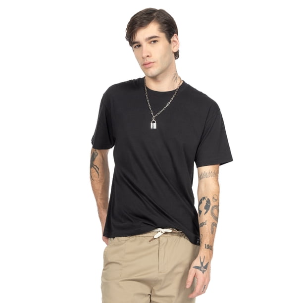 Playera Para Hombre Manga Corta Slim Fit Básica Quarry Color Negro