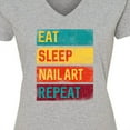 thumbnail image 4 of Inktastic Nail Tech Eat Sleep Nail Art Repeat Women's V-Neck T-Shirt, 4 of 5
