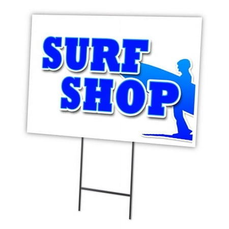 SURF SHOP 18"x24" Yard Sign & Stake | Advertise Your Business | Stake Included Image On Front Only | Made in The USA