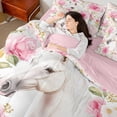 thumbnail image 5 of Homewish Western White Horse Twin Bedding Sets 7-Piece for Women, Romantic Pink Rose Bedding Comforter Set, Kawaii Rustic Animal Reversible Sheet Sets, Luxury Bedroom Decor, 5 of 8