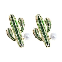 2 Pcs Cactus Crystal Rhinestone Flower Brooch Pins – Elegant Alloy Lapel Pin for Women’s Dresses, Scarves, Hats, Wedding & Party Accessories (Green)