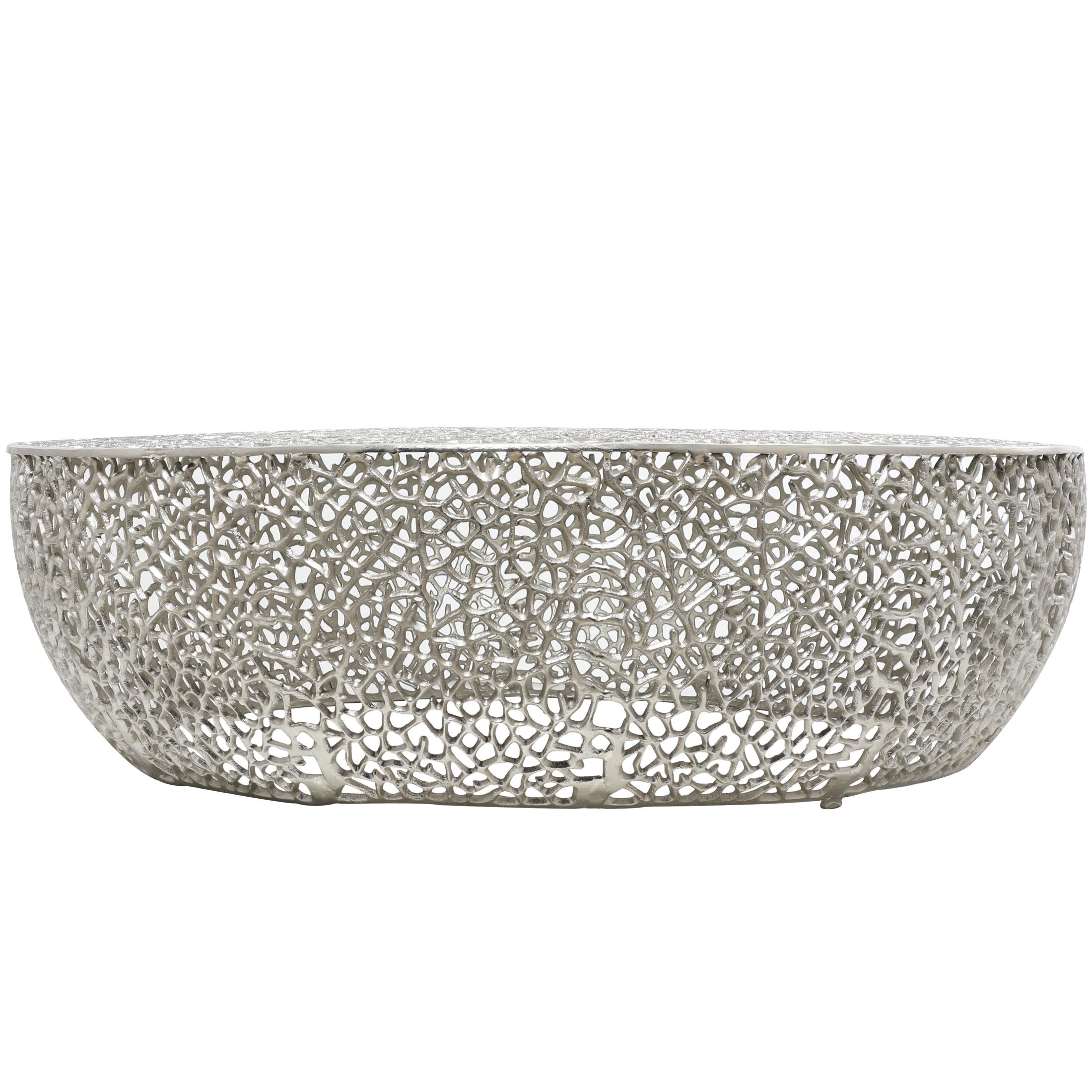 DecMode 44" x 13" Silver Aluminum Metal Abstract Coral Coffee Table, 1-Piece