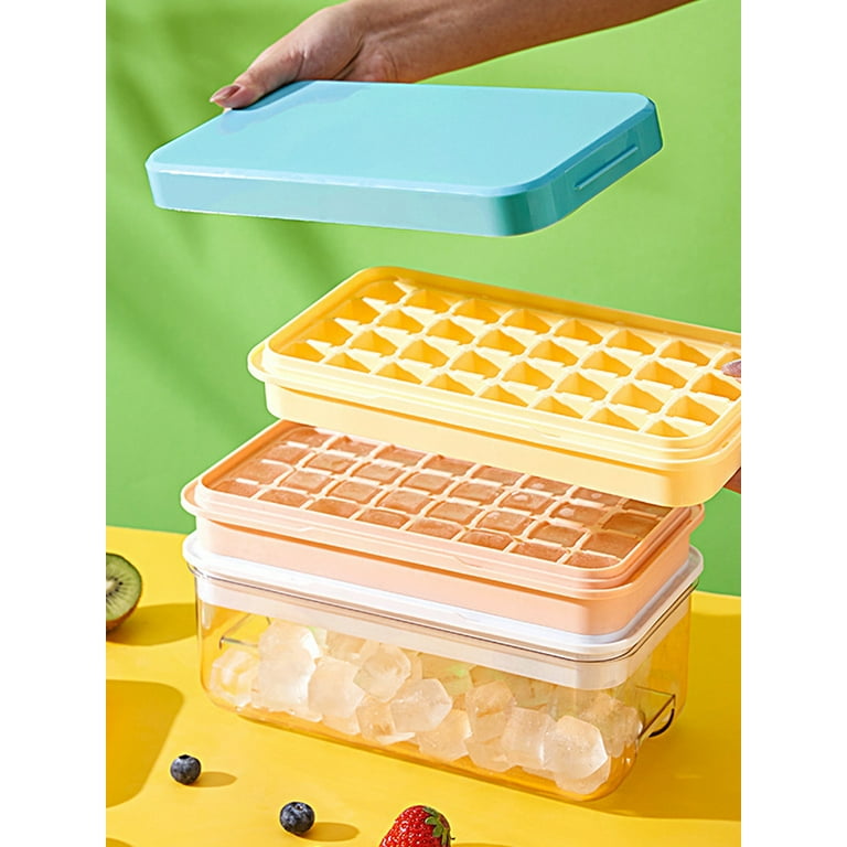 6-in-1 Ice Cube Maker Ice Cube Tray with Lid and Bin, Silicone Ice Trays  for Freezer,Ice Cube Molds Comes With Ice Contain