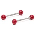 thumbnail image 1 of Paire d'Haltères Tétons 14g-1/2 Pouce avec des Boules Acryliques à Paillettes Rouges, 1 of 2