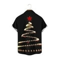 thumbnail image 4 of Men's Button Down Shirts Xmas Tree Print Christmas Clothes Short Sleeve Collared Blouse Tops for Men Big and Tall (2XL, Black), 4 of 5