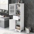 thumbnail image 6 of Tcbosik 63.8" Tall Bathroom Cabinet with Acrylic Door, Freestanding Storage Cabinet with Adjustable Shelf and Drawer, Floor Narrow Kitchen Cupboard for Living Room, Dining Room, White, 6 of 10