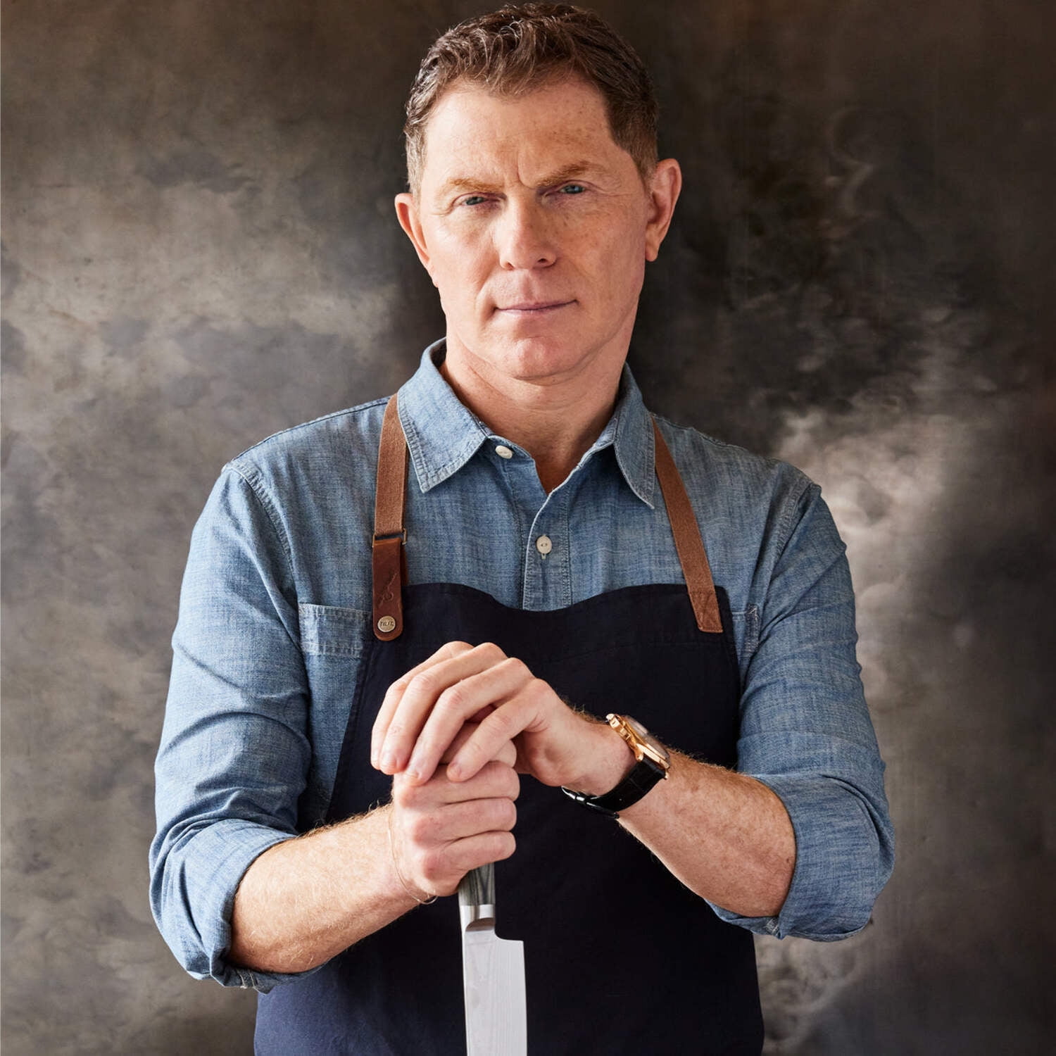 GreenPan x Bobby Flay 5” & 7” Santoku Knife Set, Premium Stainless Steel Blades, Precision Cutting Kitchen Tools, Ultra-Versatile Cutlery, Hand Finished Wood Handle, Damascus Steel Design
