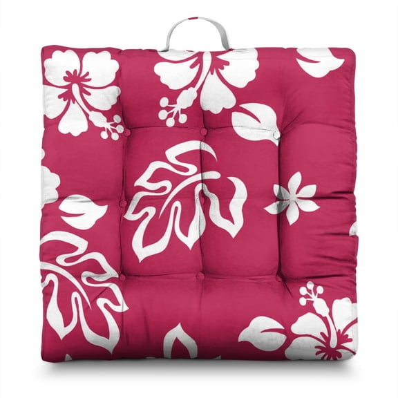 Country Floral Meditation Cushion - 9-Point Stitched Square Seat with Spring Floral Print