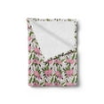 thumbnail image 2 of Floral Soft Flannel Fleece Blanket, Camellia Flowers in Bloom with Leaves Designed in Watercolor Pattern, Cozy Plush for Indoor and Outdoor Use, 70" x 90", Lilac Olive Green and Pink, by Ambesonne, 2 of 5