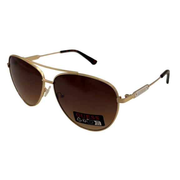 Guess Sunglass Mens Gold Metal Aviator, Brown Mirror Lens GO000`8. 32G