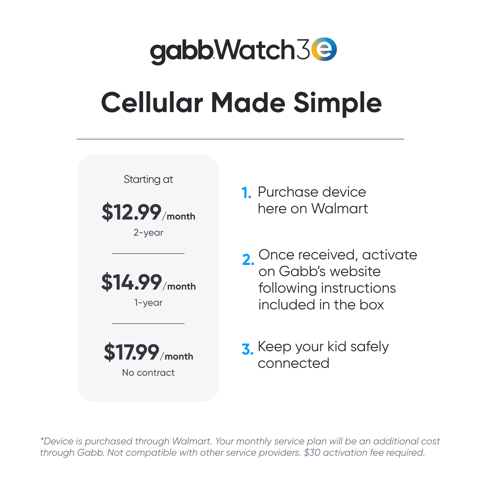 Gabb Watch 3e Smart Watch for Kids with GPS Tracker, Unlimited Call and Text, Parental Controls, Monthly Subscription, Dark Gray