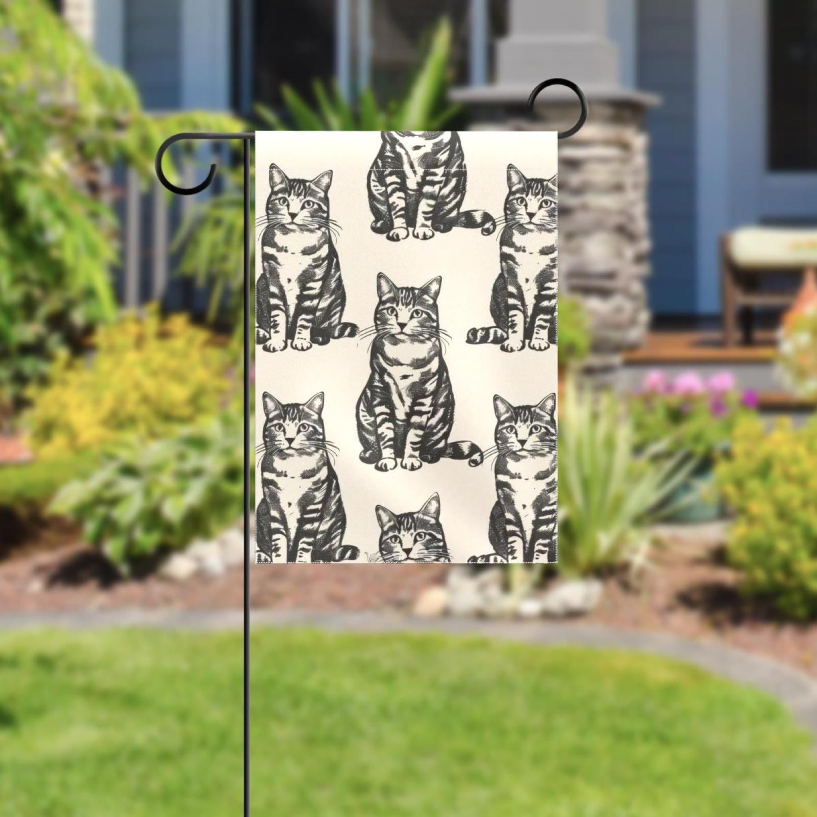 Seamless Cute Cats Pattern Double Sided Garden Flag Decorative Weather Resistant Yard Flag, Large DIY Vertical Flag for Farmhouse Patio Lawn, 28x40 Inch