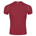 thumbnail image 2 of Toptie Men's Compression Base Layer, Short Sleeve Sports Top, Athletic Workout T-Shirt-Red-XXL, 2 of 8