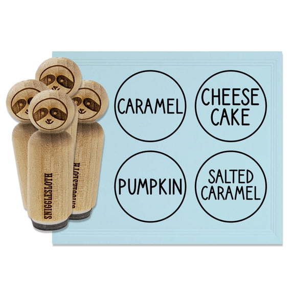 Flavor Scent Labels Caramel Salted Pumpkin Cheesecake Rubber Stamp Set for Scrapbooking Crafting Stamping - Large 1-1/4 Inch
