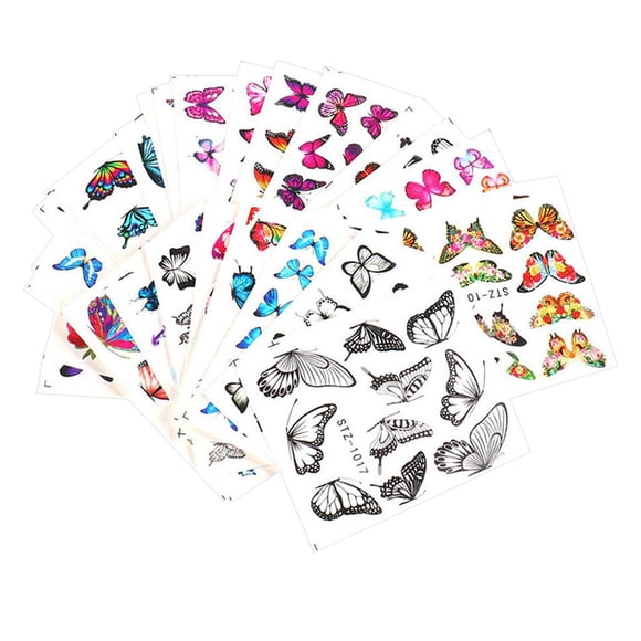 30 Piezas Zulema Pegatinas de Arte de Uñas Calcomanías de Agua Mariposa