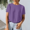 thumbnail image 2 of Womens Short Sleeve Sweater Tops Basic Lightweight Casual Crewneck Summer Loose Fit Knit Tees Shirts, 2 of 5