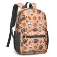 thumbnail image 2 of Football Coffee Cup Orange Pattern 17" School Backpacks for Teens,Waterproof Oxford Fabric,S-Shape Padded Straps for School,Travel,Hiking,Camping, 2 of 6
