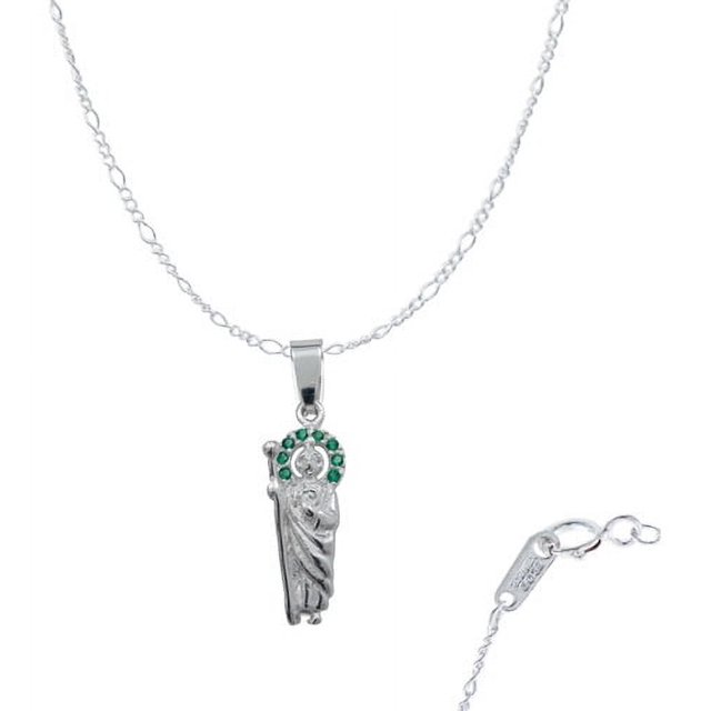 JOYARIS Dije Mini San Judas Tadeo Zirconias Con Cadena Plata 925 DM-0001514
