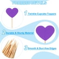 thumbnail image 3 of Uxcell 50Pcs Heart Cupcake Toppers Star Cupcake Picks Birthday Decoration Purple, 3 of 7