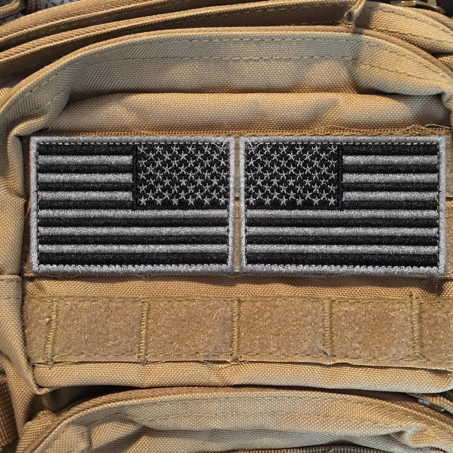 Anley Tactical USA Flag Patches Set Velcro Hook Attaches to Tactical Hats and Gears 2 Pack Forward & Reversed 2x 3 Black & Gray American Flag Military Uniform Emblem Patch 