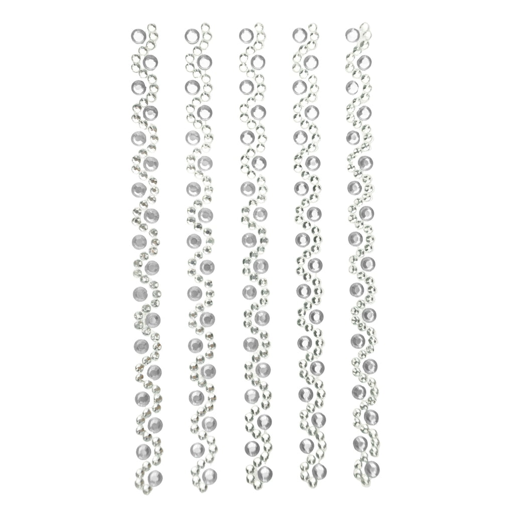 Self Adhesive Rhinestone Stickers, Wave, 5Count Clear
