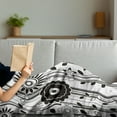 thumbnail image 3 of Black and White Soft Flannel Fleece Blanket, Monochrome Funky Blossoms Abstract Pattern Vertical Lines and Leaves, Cozy Plush for Indoor and Outdoor Use, 50" x 70", Black and White, by Ambesonne, 3 of 5