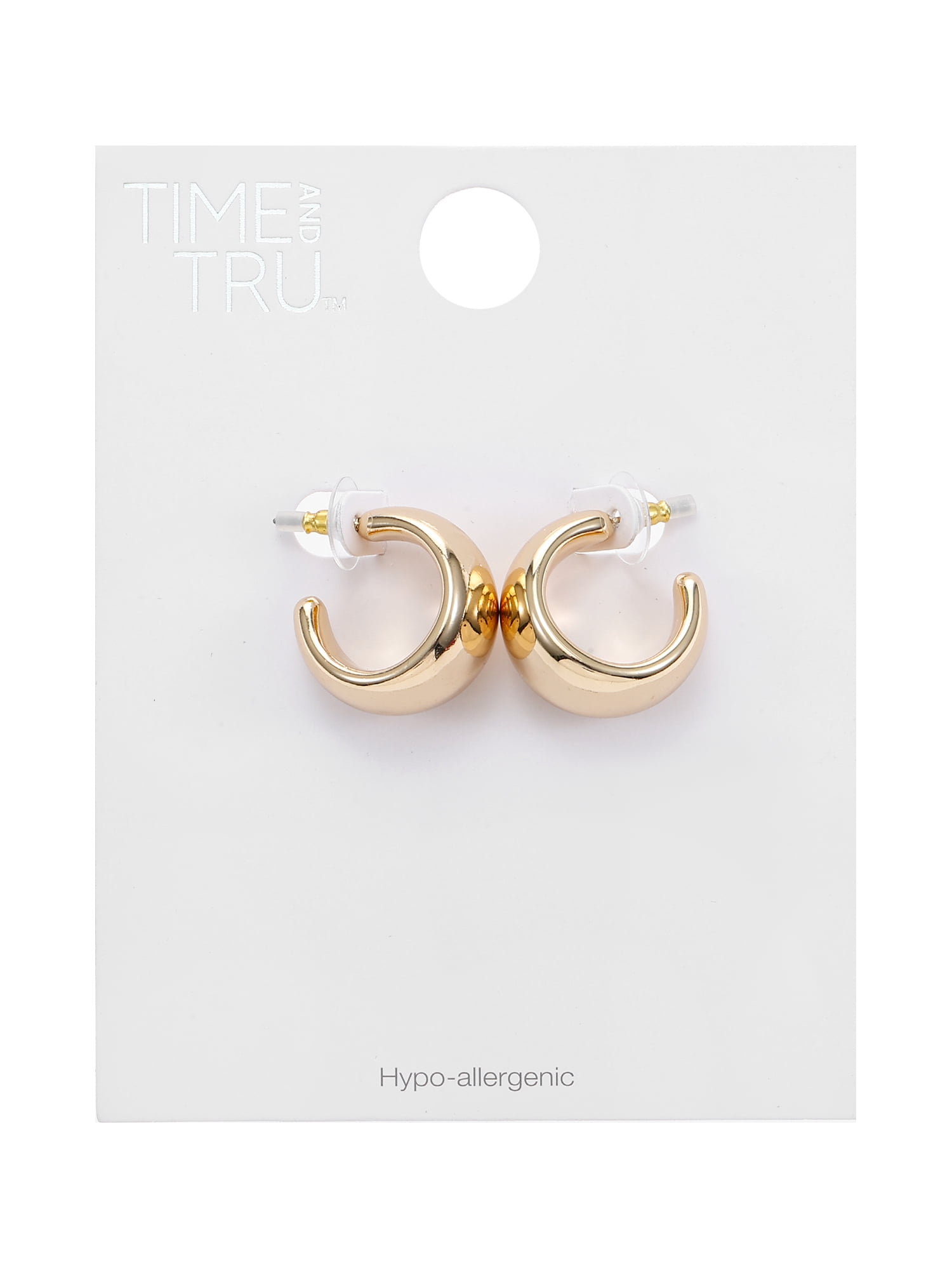Time and Tru Women’s Thick Gold-Tone Hoop Earrings, 1 Pair