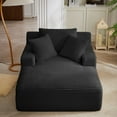 thumbnail image 3 of Aukfa 66" Oversized Chaise Lounge Indoor, Corduroy Sleeper Sofa Bed, Upholstered Couch, No Assembly Required for Living Room, Bedroom, Black, 3 of 8