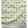 thumbnail image 1 of Soimoi Tissu en Coton Jaune Imprimé Couronne & Papillon au Mètre 56 Pouces de Large, 1 of 5