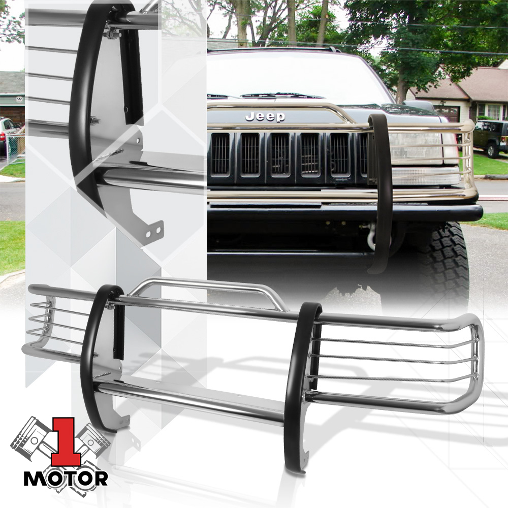 Chrome Stainless Steel Grille/Brush/Headlight Guard for 8401 Jeep Cherokee XJ 85 86 87 88 89 90