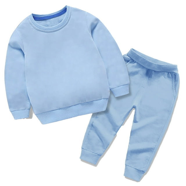 Sunnyoo Infant Boys Outfits Solid Color Long Sleeve Pullover Sweatshirt Pants 2Pcs Clothes Set, Sizes 12-24M