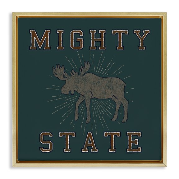 Stupell Industries Mighty Moose State Animals Painting Gold Floater Framed Canvas Art Print Wall Art, 25 x 25