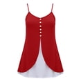 thumbnail image 6 of Achuyrbd Plus Size Women's 2-in-1 Spaghetti Strap Cami Top, Button Front Color Block Split Hem Sleeveless Tank 1X-3X, Red, 6 of 7