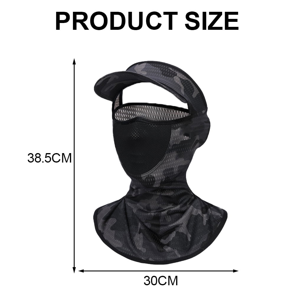 Hibalala Sunscreen Mask, Summer Outdoor Cycling, Fishing, anti-ultraviolet, One-Piece Empty Top Hat, Neck Guard, Facial Mask, Men's, Size: 38.5, Black