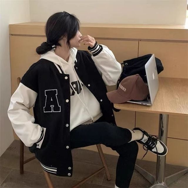DanceeMangoo Women's Coat Fashion Korean Loose Sports Baseball