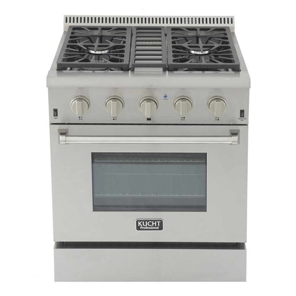 Pemberly Row 30" Dual Fuel Natural Gas Range with Knobs in Silver