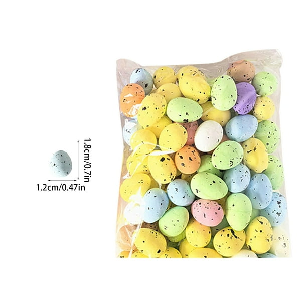 100 Huevos De Pascua Decorativos De Espuma – Mini Huevos De Colores Brillantes (1.5x1.8 Cm), En 7 Tonos – Ideales Para Manualidades Y Decoración Festiva