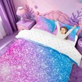 thumbnail image 3 of meiyoeat Blue Pink Glitter Print Twin Duvet Cover,Abstract Galaxy Starry Sky Twin Bedding For Girl,Reversible,2pcs,1 Duvet Cover and 1 Pillowcase, 3 of 6