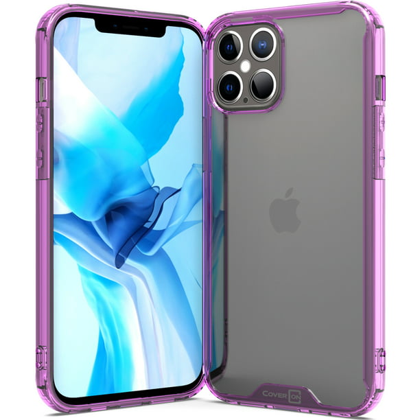 Coveron Apple Iphone 12 Pro Max Case 6 7 Clear Slim Fit Lightweight Hard Cover Tpu Purple Bumper Walmart Com Walmart Com