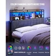 thumbnail image 3 of Headboard with 3-Tier Storage Shelves, Velvet Upholstered Head Board with 2 Outlets, USB Ports & LED Light, Soft Backrest for King Size Bed Rustic Brown and Black BH19401B, 3 of 16