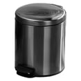 thumbnail image 1 of Trash Can Lid Foot Pedal Garbage Metal Step Round Waste Bin Stainless Steel Large Capacity for Kitchen Storage Black/5L, 1 of 8