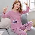 thumbnail image 1 of Ensemble de Pyjamas Fins d'Automne 2 Pcs Femmes 2022 Coton Col Rond Pyjamas Filles Ensembles Teacup Cat Vêtements de Nuit Complets Hauts de Sommeil, 1 of 5