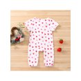 thumbnail image 3 of Qiylii Valentine's Day Baby Girls Romper Love Heart Print Short Sleeves Button Jumpsuit, 3 of 9