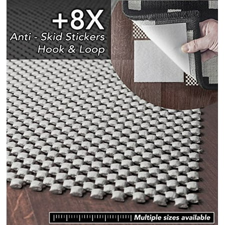 A2s Grip Area Rug Pad Non Slip 2x Thickness 9pcs System Rubber Mat 8x Anchors Extremely Strong Hold No Residue Carpet Anti Skid Stickers