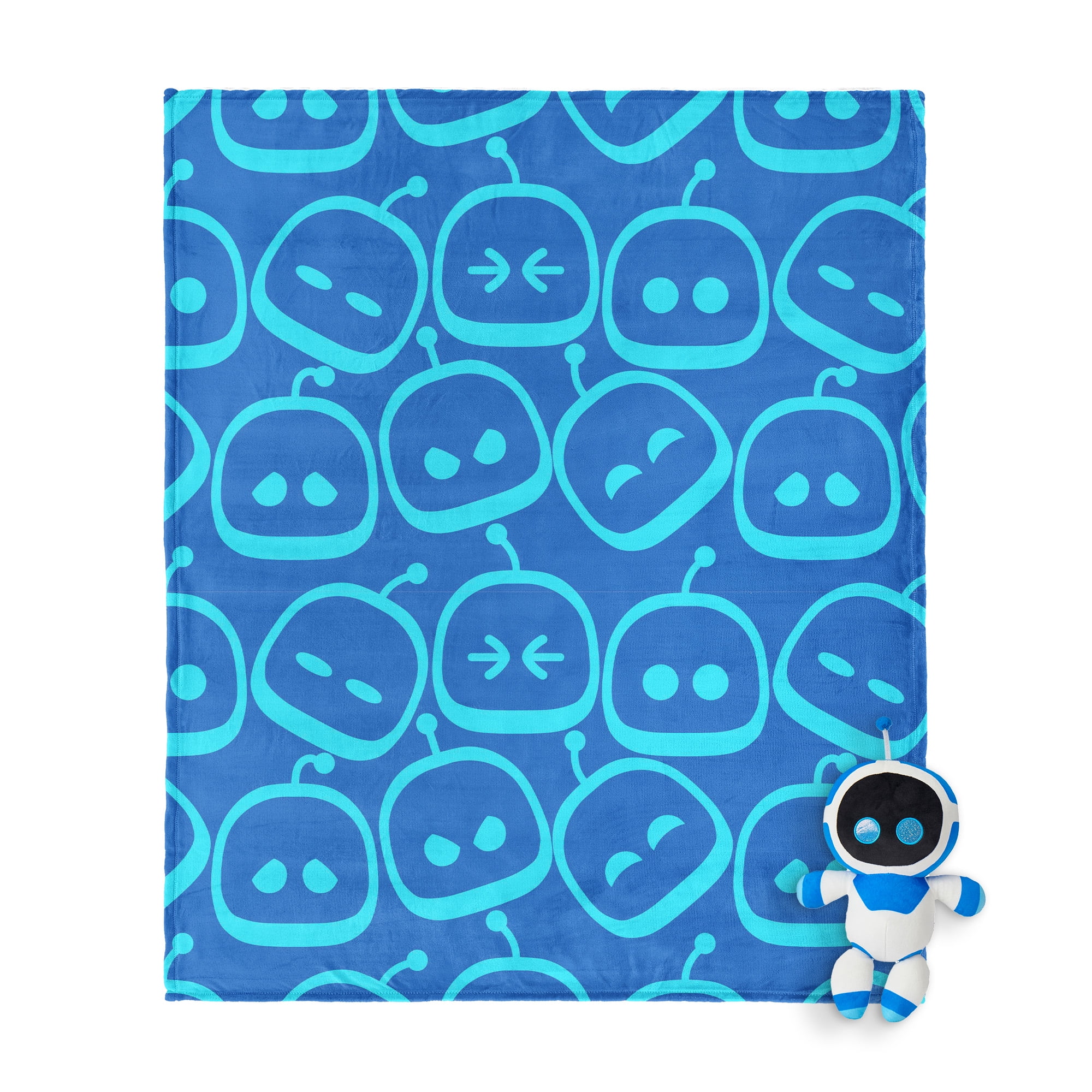 Sony PlayStation Astrobot 11-inch Character Hugger and 50 x 60-inch Throw Blanket Set – Ultra Soft Plush Character Pillow for Kids