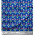 thumbnail image 1 of Soimoi Blue Cotton Voile Fabric Leaves & Tulip Floral Decor Fabric Printed Yard 56 Inch Wide, 1 of 3