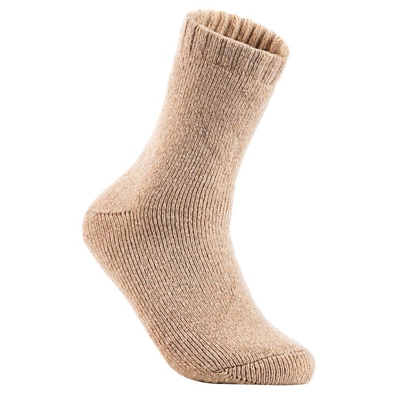 Lian LifeStyle Women's 2 Pairs Extra Thick Wool Boot Socks Crew Plain Size 6-10 LK1602 (Khaki)