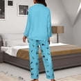 thumbnail image 7 of Kuiaobaty Cute Panda Print Women's Pajama Sets Music Note Long Sleeve Button Down Sleepwear Nightwear Soft Pjs Lounge Sets, Blue, M, 7 of 7