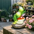 thumbnail image 5 of ICERUN Garden Statues,Resin Green Frog Prince Sculpture Yard Decor,Biomimetic Glossy Skin Frog Outdoor Decorations for Yard,Style1, 5 of 7