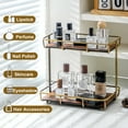 thumbnail image 5 of Bathroom Organizer Countertop Perfume Organizer Makeup Organizer Cosmetics Storage Display Rack Vanity Tray Dresser Stainless Steel Gold Shelf White Marble Ceramic Tray, 5 of 7